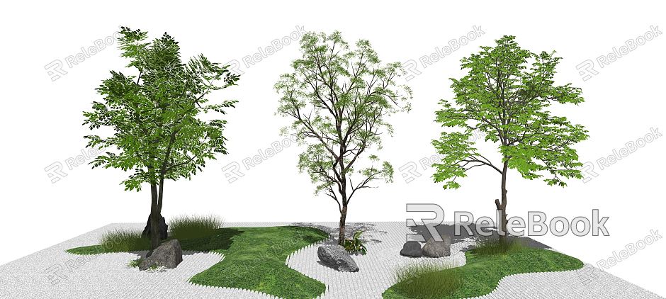 Modern tree landscape sketch dry landscape model