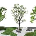 Modern tree landscape sketch dry landscape 3d model