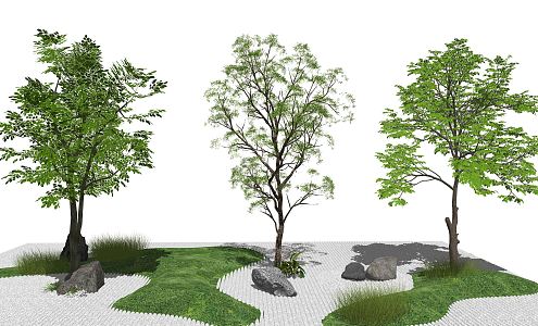 Modern tree landscape sketch dry landscape 3d model