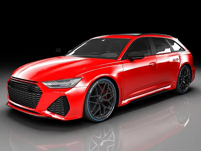 Red Sporty Wagon Car With Sleek Design And Black Alloy Wheels 3d model