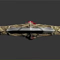 Ornate Sword With Feather Like Blade Golden Hilt And Red Gemstone On Dark Background