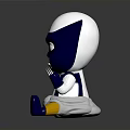 Cartoon Superhero Doll In Sitting Pose With White Head Blue Mask And Claw Like Fingers