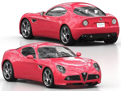 Red Alfa Romeo Sports Car Exterior Design With Front And Rear Views 3d model