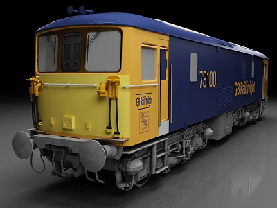 Blue And Yellow GB Railfreight 73100 Locomotive Train Model Front View 3d model