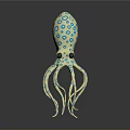 Cute Octopus Toy With Blue And White Dot Pattern Eight Tentacles And Black Eyes