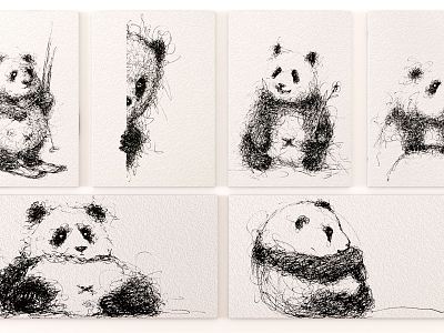 Modern animal painting panda decorative painting model