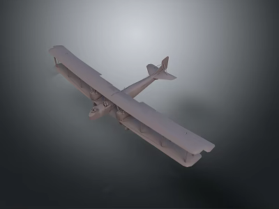 Light Gray Biplane Model in 3D Rendering with Dark Gradient Background 3d model