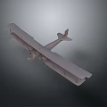 Light Gray Biplane Model in 3D Rendering with Dark Gradient Background