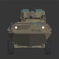 Sand Colored Armored Military Vehicle With Wheeled Design And Top Tactical Equipment
