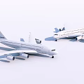 Modern White Commercial Passenger Airliners With Streamlined Design And Large Engines