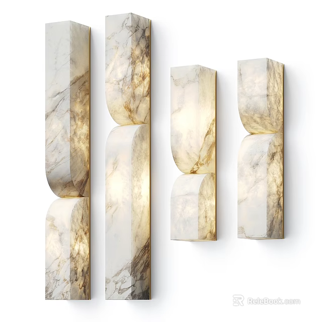 Modern Marble Wall Lamps With Elegant Design And Soft Interior Lighting 3d model 