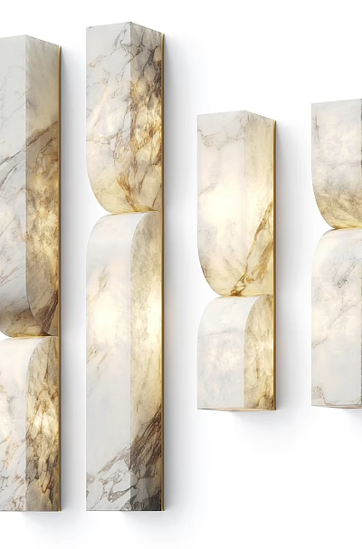 Modern Marble Wall Lamps With Elegant Design And Soft Interior Lighting 3d model