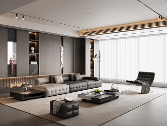 Italian Style Living Room Sofa Combination Leather Sofa Leather Multi-Person Sofa Italian Style Coffee Table Living Room Sofa Background Wall Leisure Chair Italian Style Light Luxury Living Room 3d model