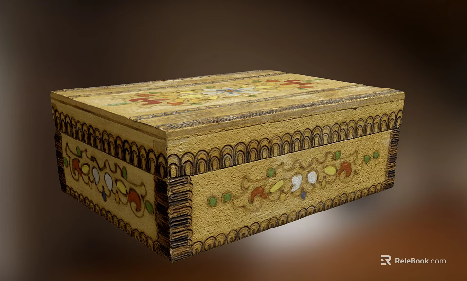 Colorful Patterned Decorative Jewelry Box Ornament Set With Exquisite Edges For Home Decoration 3d model 