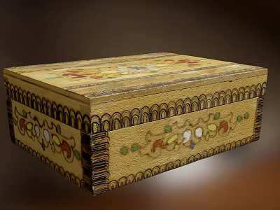 Colorful Patterned Decorative Jewelry Box Ornament Set With Exquisite Edges For Home Decoration 3d model