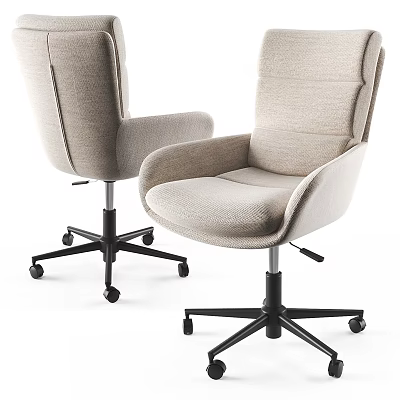 Ergonomic Modern Fabric Office Chair With Armrest And Black Caster Wheels 3d model
