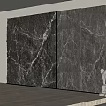 Dark Marble Feature Wall With White Veins And Modern Interior Design 3d model