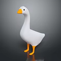 Cute White Duck Toy With Orange Beak And Orange Feet On Dark Surface