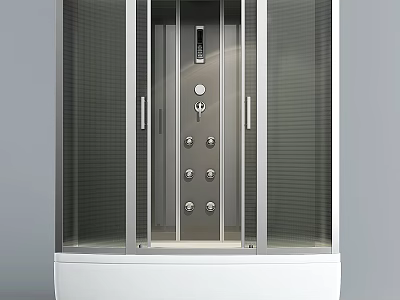 Modern Shower Sauna Design With Glass Door Metal Frame And Control Panel 3d model