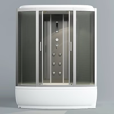 Modern Shower Sauna Design With Glass Door Metal Frame And Control Panel 3d model