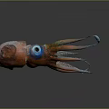 Vibrant Red And Blue Squid With Long Tentacles Bioluminescent Elements 3D Rendered Aquatic Animal