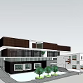 Modern Contemporary House With Black Roof Central Pool And Surrounding Greenery