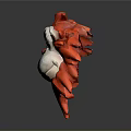 Cartoon Red Monkey Head With Orange Mane White Face And Red Nose