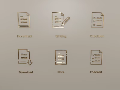 Modern Document Icon Pendant Designs Including Writing Checklist Download Note Checked Styles 3d model