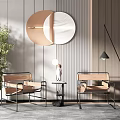 Modern leisure table and chair combination single chair side table 3d model