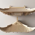 Traditional Chinese Architectural Components With Curved Eaves Wooden Roof And Bracket Details