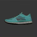 Turquoise Running Shoes With Mesh Upper Yellow Laces And White Sole