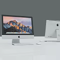 Apple iMac Desktop Computers Front Back View With Mountain Landscape Display And Keyboard Mouse 3d model