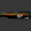 Unique Fantasy Weapon With Orange Blade Green Handle And Blue Circular Detail
