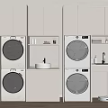 Modern Bathroom Cabinet Frame with Stacked Washer Dryer Sink and Storage Cabinets