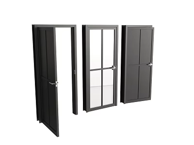 Black Swing Doors with Glass Panel Design for Modern Interior Spaces 3d model