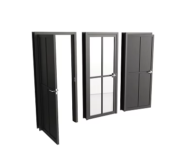 Black Swing Doors with Glass Panel Design for Modern Interior Spaces 3d model