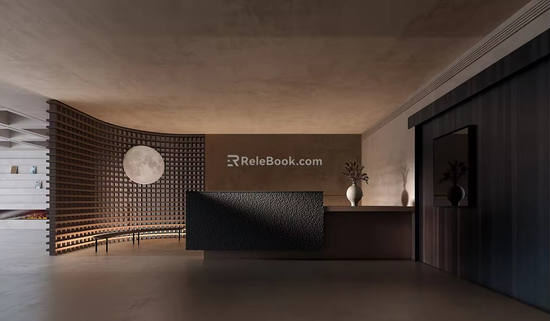 Quiet front desk reception front desk hall 3d model