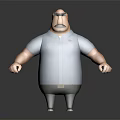 3D Cartoon Male Character With Stocky Build Blue Shirt Sunglasses And Beard Design