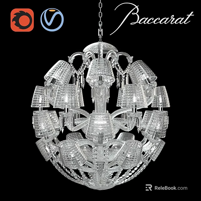Elegant Crystal Chandelier With Layered Glass Design For Home Interior Lighting Decoration 3d model 