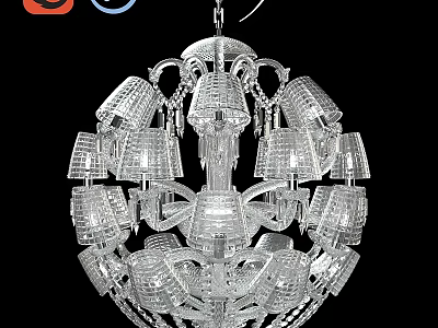 Elegant Crystal Chandelier With Layered Glass Design For Home Interior Lighting Decoration 3d model