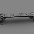 Futuristic Electric Skateboard As Modern Sports Equipment With Large Wheels And Hexagonal Texture