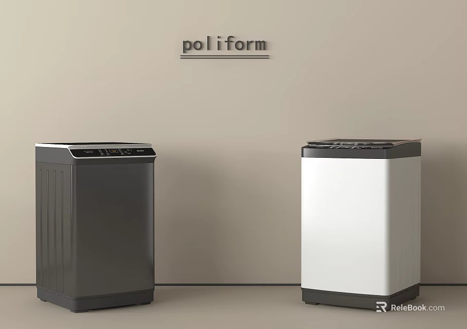 Modern Poliform Gray And White Washing Machines With Stylish Design 3d model 