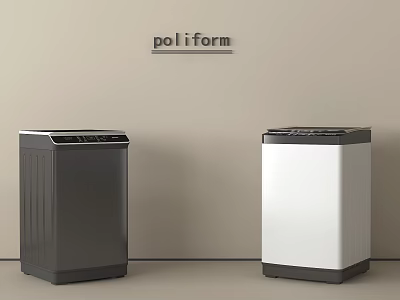 Modern Poliform Gray And White Washing Machines With Stylish Design 3d model