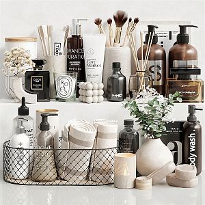 Modern Toiletries and Protection Products Bath Products Vase Aromatherapy Green Plant Ornaments Washing Supplies Bathroom Supplies 3d model