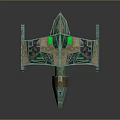 Futuristic Sci Fi Spaceship 3D Model Featuring Green Glowing Elements Geometric Design And Metallic Finish