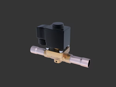 Industrial Solenoid Valve Equipment with Brass Body and Pipeline Connection Components 3d model