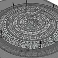 Circular Garden Ornament Featuring Intricate Geometric Patterns And Decorative Pavement Design 3d model