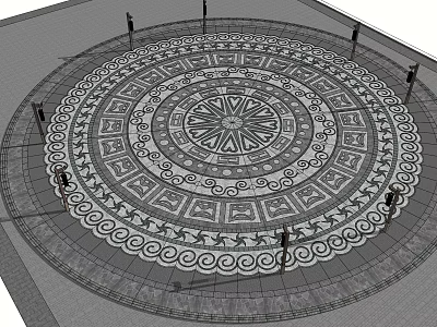 New Chinese Paving Sick Pattern Paving Square 3d model