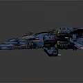 Futuristic Blue And Orange Sci Fi Spaceship Model With Detailed Wings And Engines