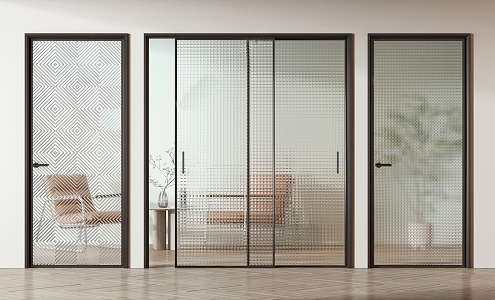 Modern swing door glass door sliding door 3d model